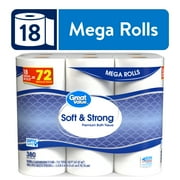 Great Value Soft & Strong Premium Toilet Paper, 18 Mega Rolls, 380 Sheets per Roll