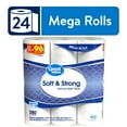 Great Value Soft & Strong Premium Toilet Paper, 24 Mega Rolls, 380