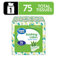 thumbnail image 1 of Great Value Soothing Lotion Facial Tissues, 1 Cube Carton, 75 Tissues per Cube, 1 of 5