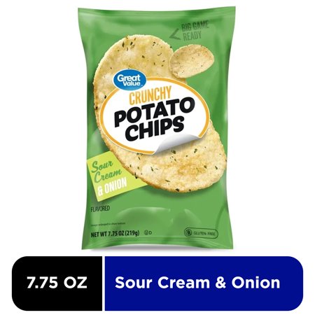 Great Value Sour Cream & Onion Flavored Potato Chips, 7.75 oz