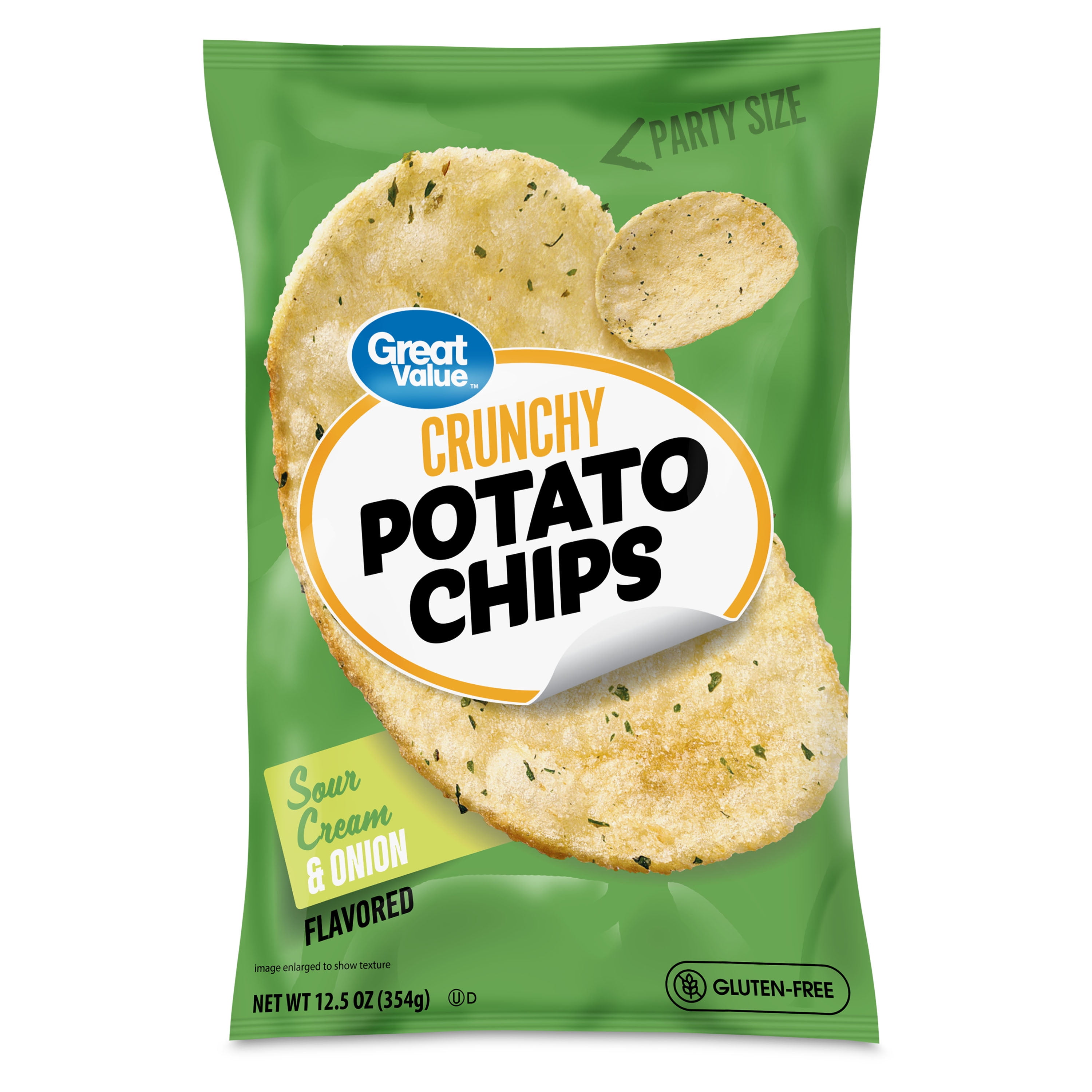 Great Value Sour Cream & Onion Flavored Potato Chips Party Size, 12.5 oz