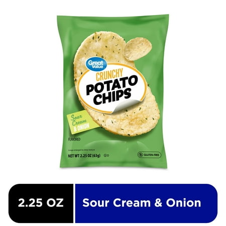 Great Value Sour Cream and Onion Chips, 2.25 oz Bag