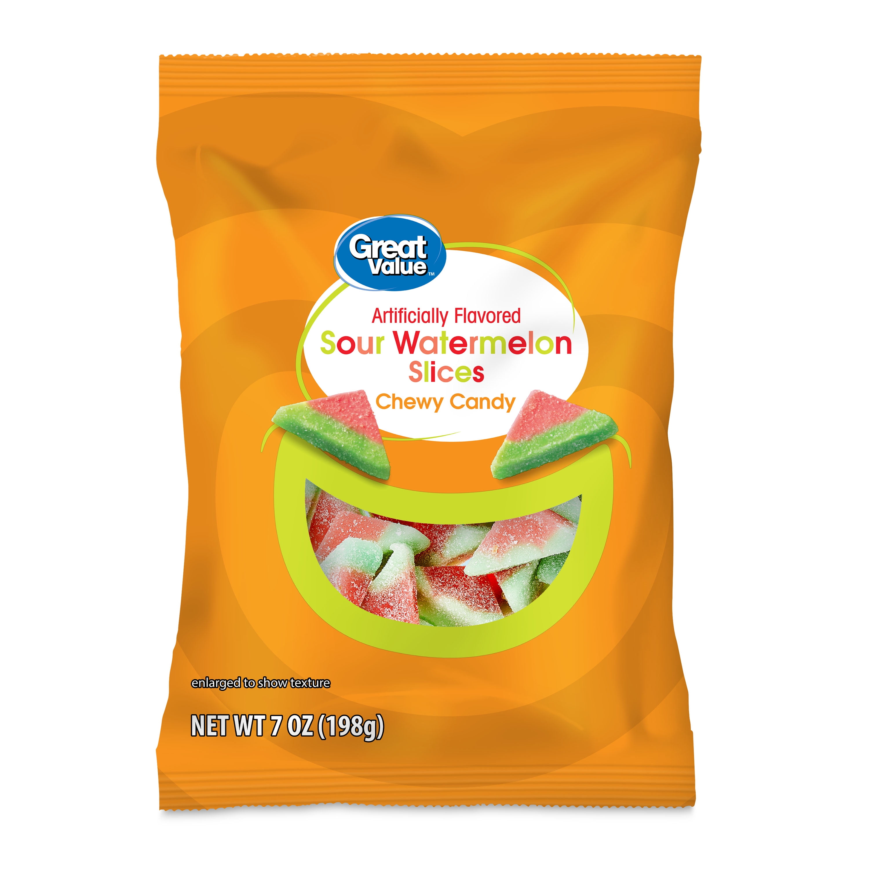 Great Value Sour Watermelon Slices Chewy Candy, 7 oz Bag with Mini