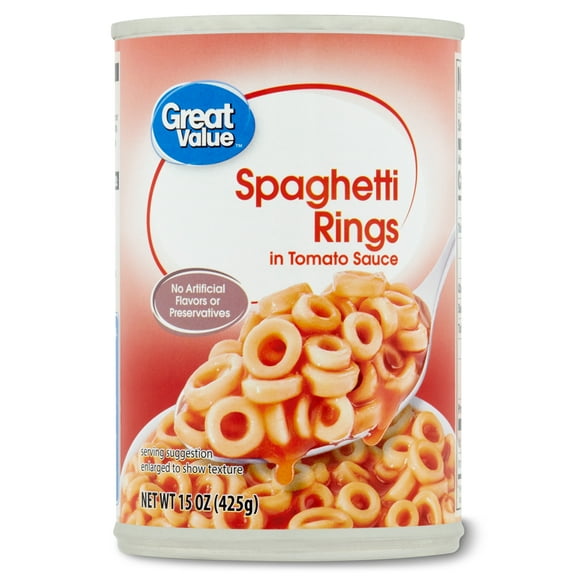 Great Value Spaghetti Rings in Tomato Sauce, 15 oz