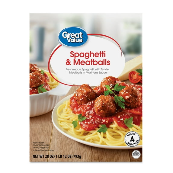 Great Value Spaghetti and Meatballs, 28 oz (Frozen)