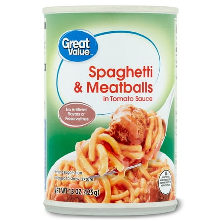Great Value Spaghetti with Meatballs, 15 oz