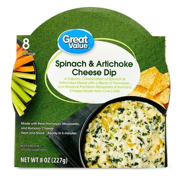 Great Value Spinach Artichoke Cheese Dip, 8 oz (Frozen)