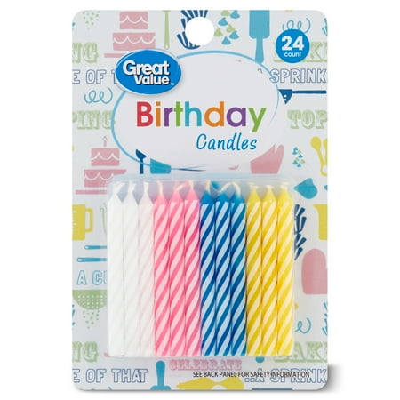 Great Value Spiral Birthday Candles, Assorted Colors, 24 Count