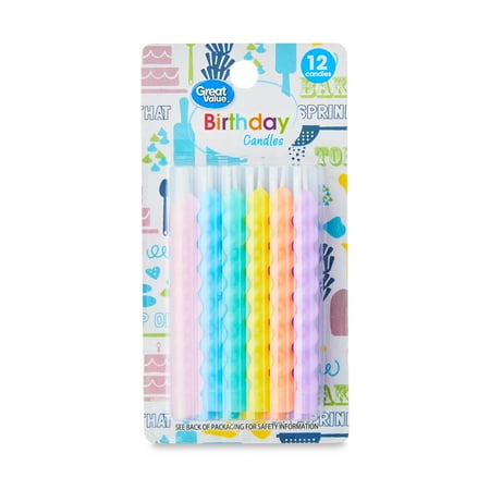 Great Value Spiral Birthday Candles, Pastel, 12 Count