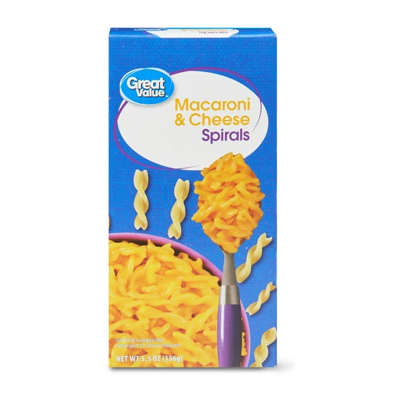Great Value Spirals Macaroni & Cheese, 5.5 oz (Shelf Stable, Packaged Meal)