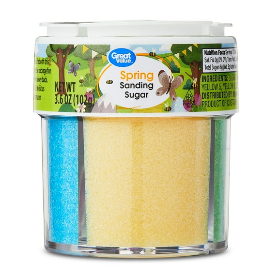 Great Value 4-in-1 Spring Pastel Sanding Sugar Pieces, Dessert Sprinkles and Decorations, 3.6 oz