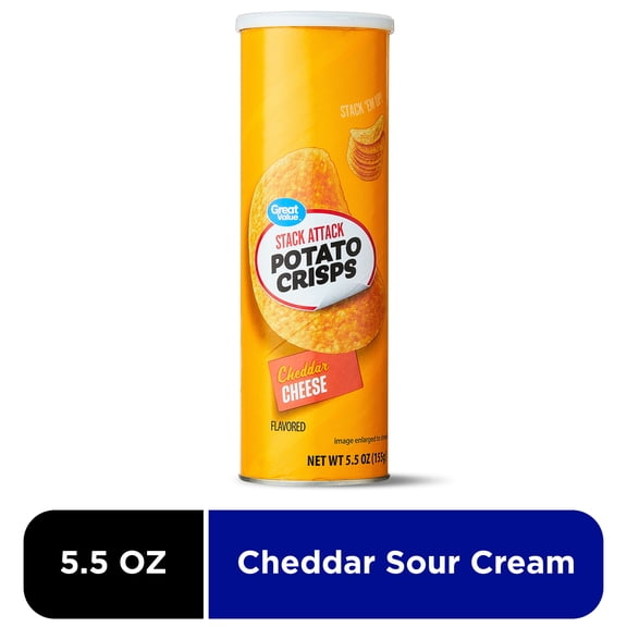 Great Value Stack Attack Cheddar Cheese Potato Crisps, 5.5 oz