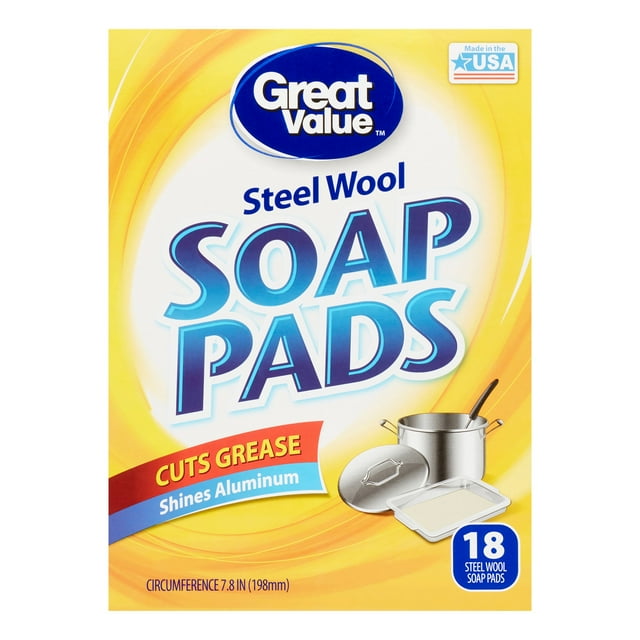 Great Value Steel Wool Soap Pads, 18 Count