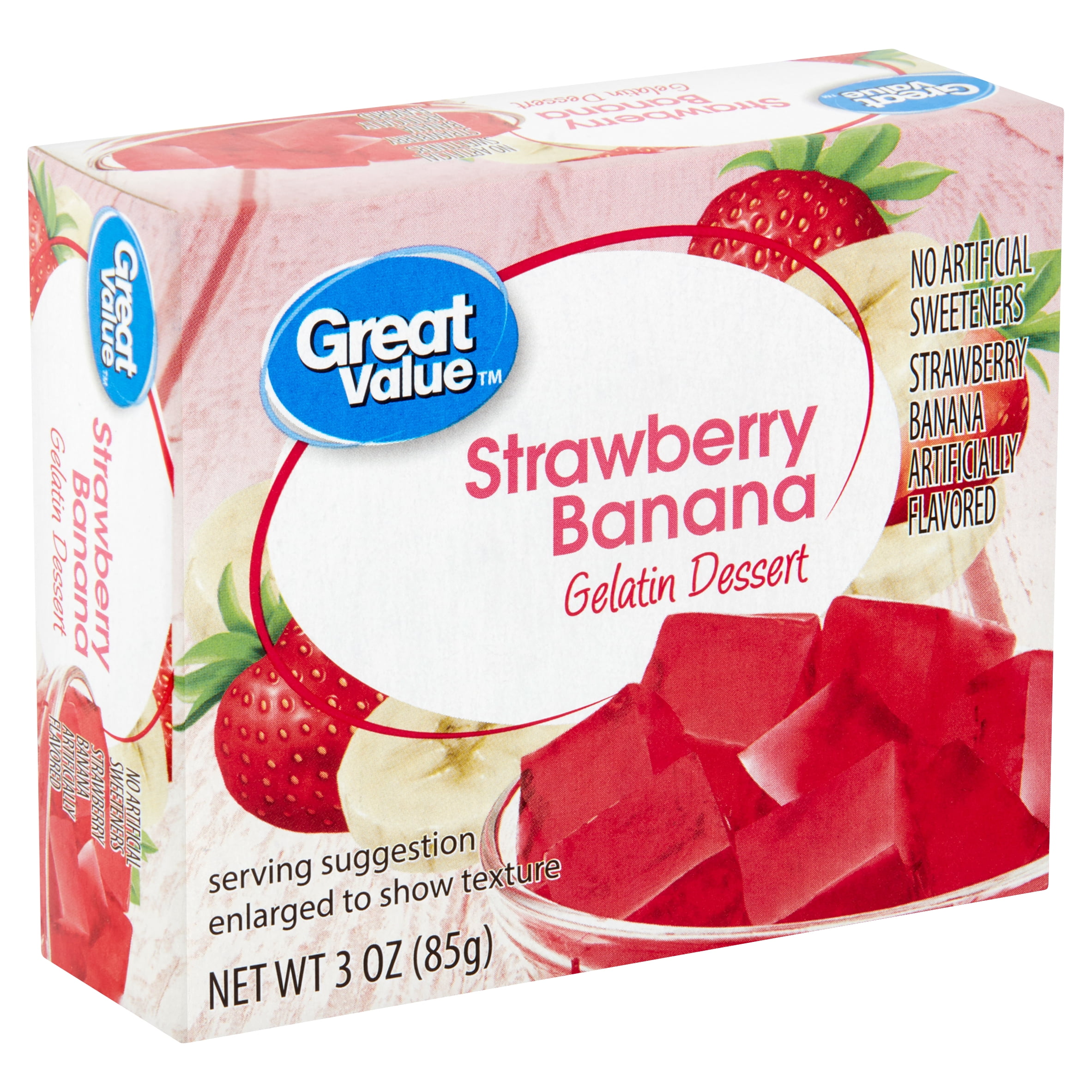 Great Value Strawberry Banana Gelatin Dessert, 3 oz