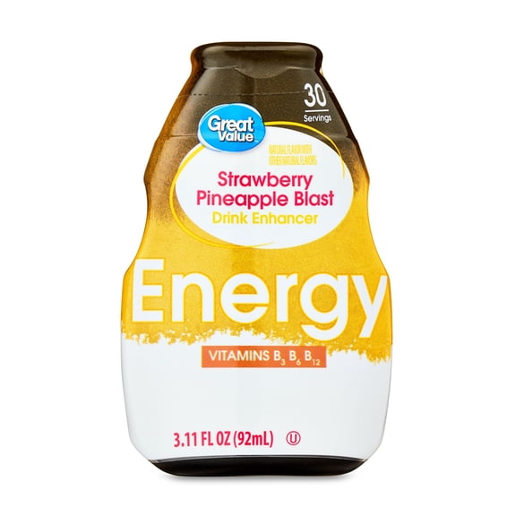 Great Value Strawberry Pineapple Energy Drink Enhancer, 3.11 fl oz Bottle