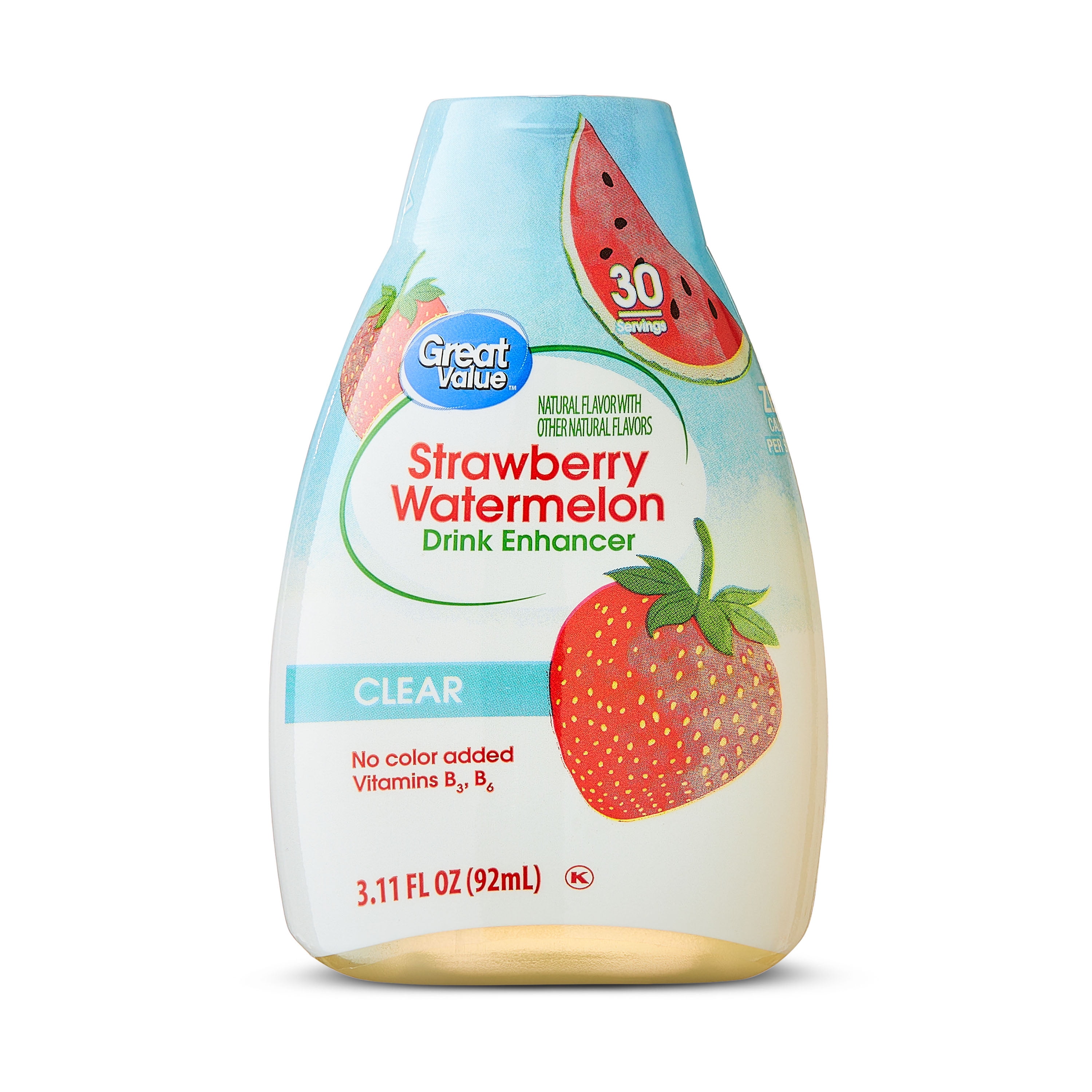 Great Value Strawberry Watermelon Clear Liquid Drink Enhancer, 3.1 fl oz Bottle