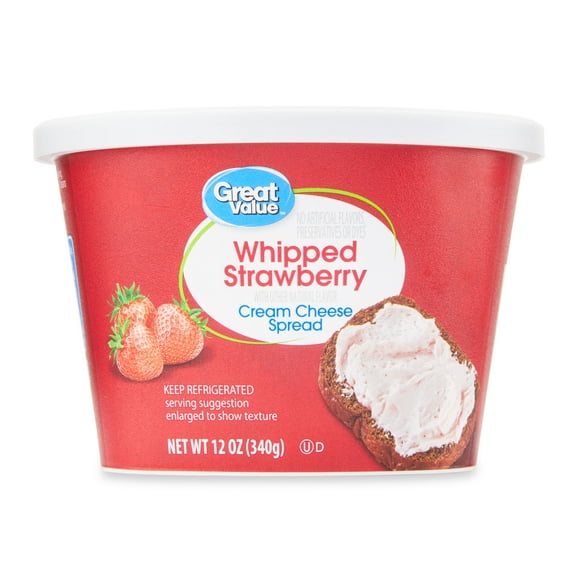 Great Value Strawberry Whipped Cream Cheese Spread, 12 oz Cup