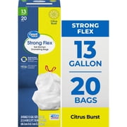 Great Value Strong Flex 13-Gallon Drawstring Tall Kitchen Trash Bags, Citrus Burst, 20 Count
