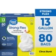 thumbnail image 1 of Great Value Strong Flex 13-Gallon Drawstring Tall Kitchen Trash Bags, Citrus Burst, 80 Count, 1 of 11