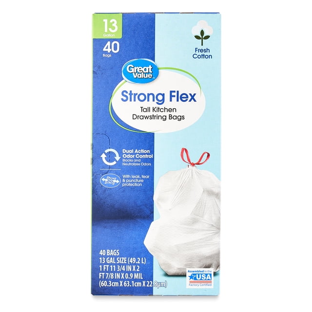 Kirkland Signature Scented Kitchen Drawstring Trash Bags, Flex-Tech Kirkland Signature Scented Kitchen Drawstring Trash Bags, Flex-Tech