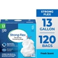 thumbnail image 1 of Great Value Strong Flex 13 gal Drawstring Tall Kitchen Trash Bags, Fresh Scent, 120 Bags, 1 of 10