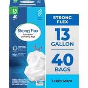 Great Value Strong Flex 13-Gallon Drawstring Tall Kitchen Trash Bags, Fresh Scent, 40 Bags