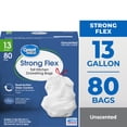 thumbnail image 1 of Great Value 13 Gallon Drawstring Kitchen Wastebasket Liners, White, Unscented, 80 Count, 1 of 10
