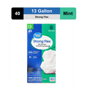 Great Value Strong Flex 13 Gallon Tall Kitchen Trash Bags, Mint Scent, 40 Count