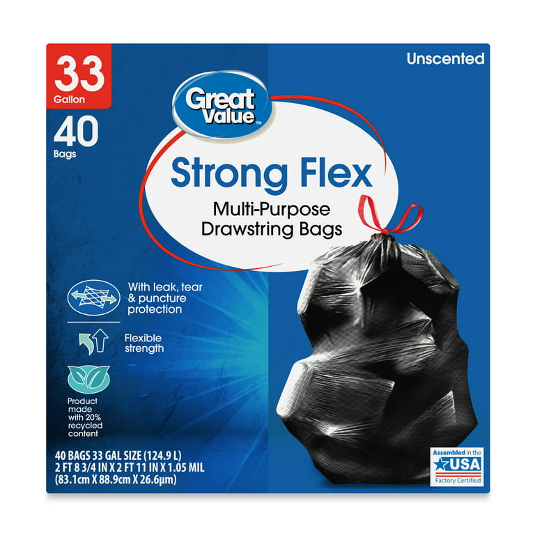 FlexPro 33 Gal. to 39 Gal. Clear Drawstring Outdoor and Yard Trash Bags  (50-Count)