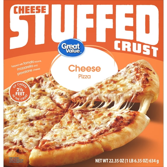Great Value Stuffed Crust Cheese Pizza, Tomato Basil Garlic Sauce, 22.35 oz (Frozen)
