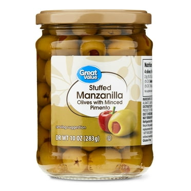 Great Value Stuffed Manzanilla Olives with Minced Pimento, 10 oz