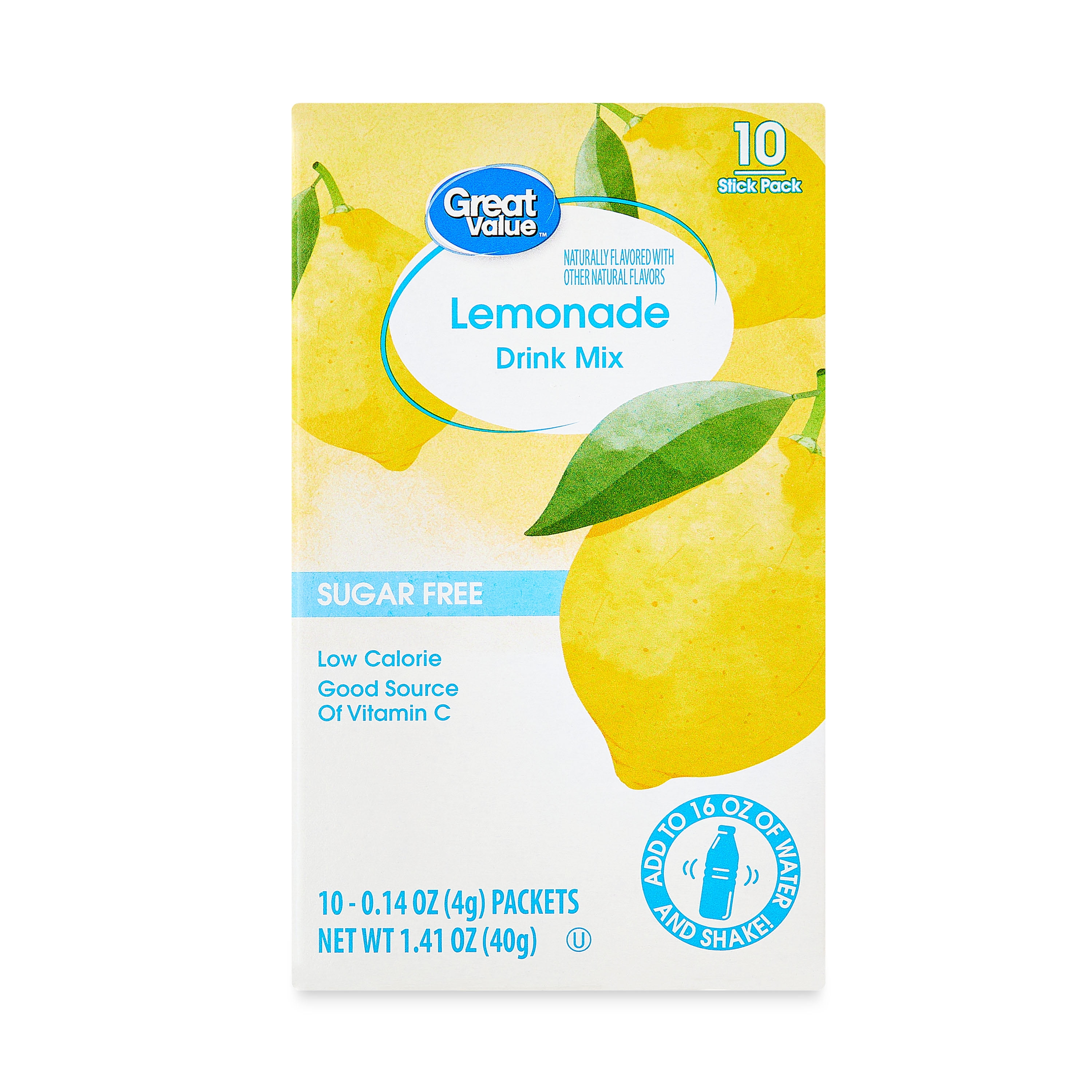 Great Value Sugar-Free Lemonade Drink Mix, 0.14 oz, 10 Count
