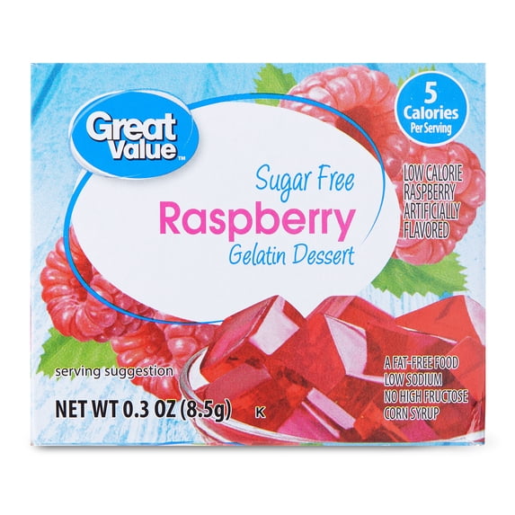 Great Value Sugar Free Raspberry Gelatin Dessert, 0.3 oz