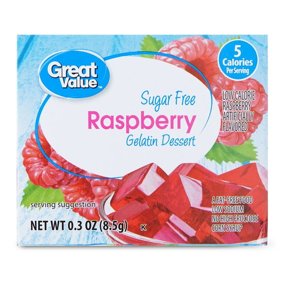 Great Value Sugar Free Raspberry Gelatin Dessert, 0.3 oz