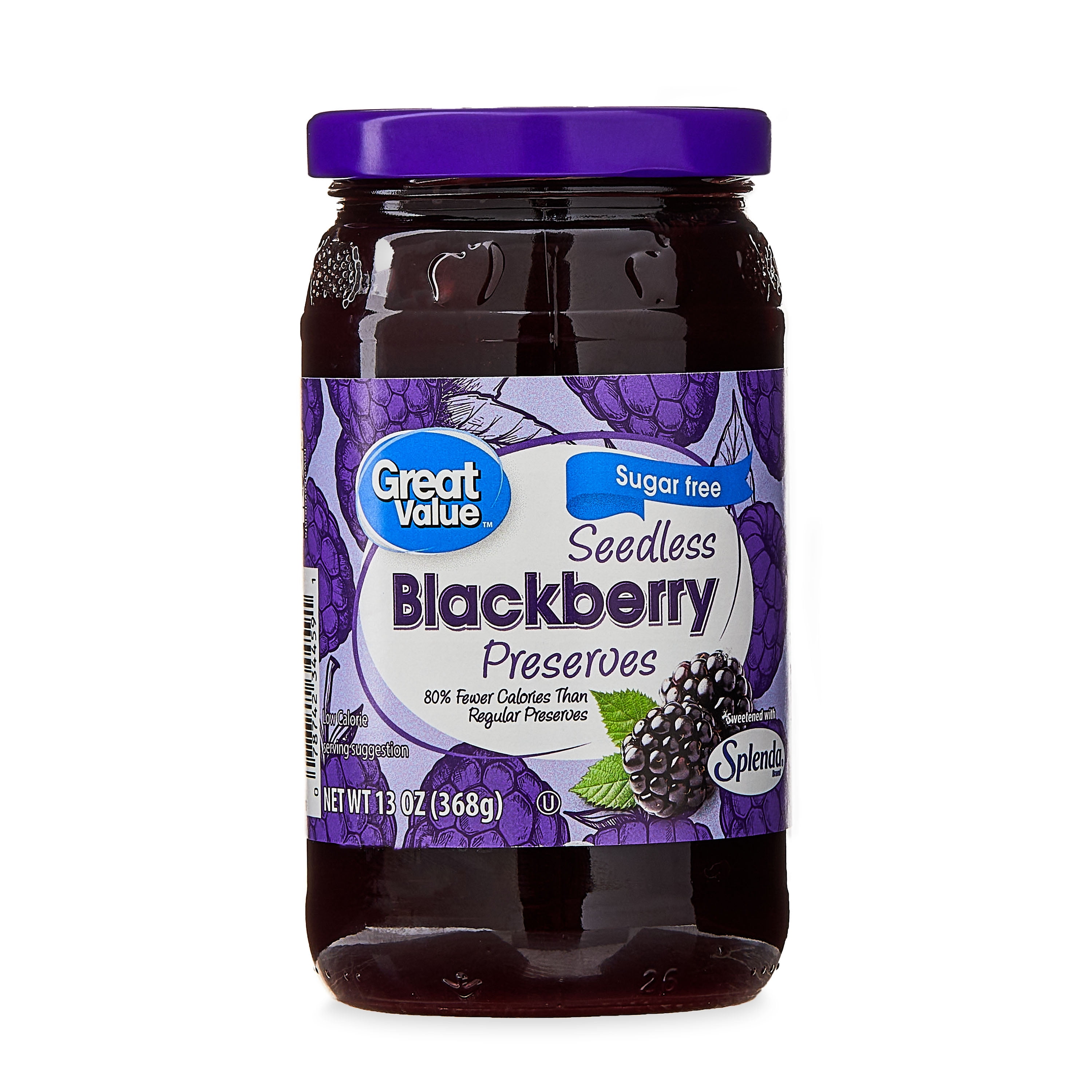 Great Value SugarFree Jam, Seedless Blackberry, 13 oz