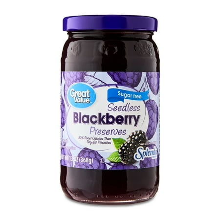 Great Value Sugar-Free Seedless Blackberry Preserves, 13 oz