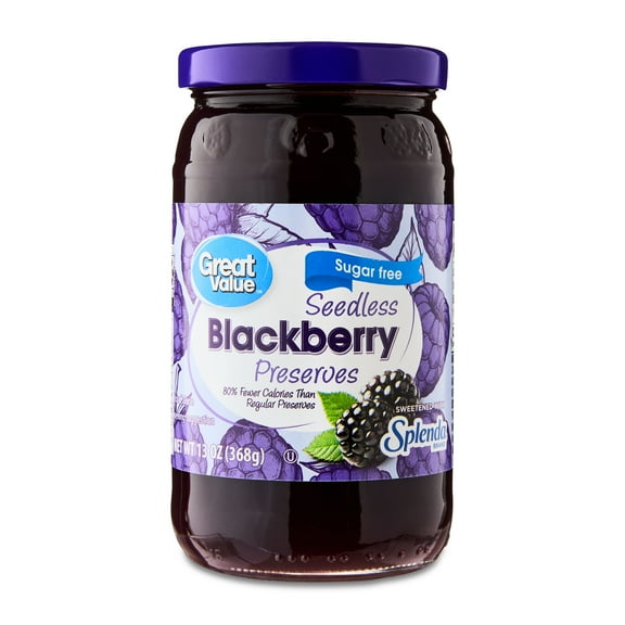 Great Value Sugar-Free Seedless Blackberry Preserves, 13 oz
