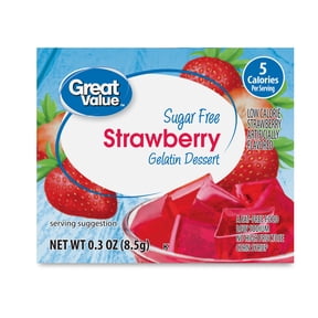 Great Value Sugar Free Strawberry Gelatin Dessert, 0.3 oz