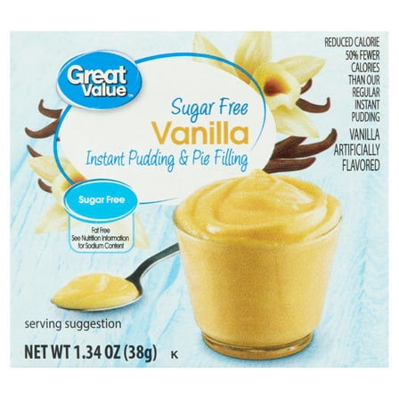 Great Value Sugar Free Vanilla Instant Pudding and Pie Filling, 1.34 oz