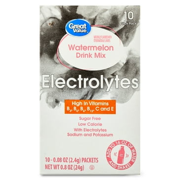 Great Value Sugar Free Watermelon Electrolytes Powdered Drink Mix, 0.8 oz, 10 Packets