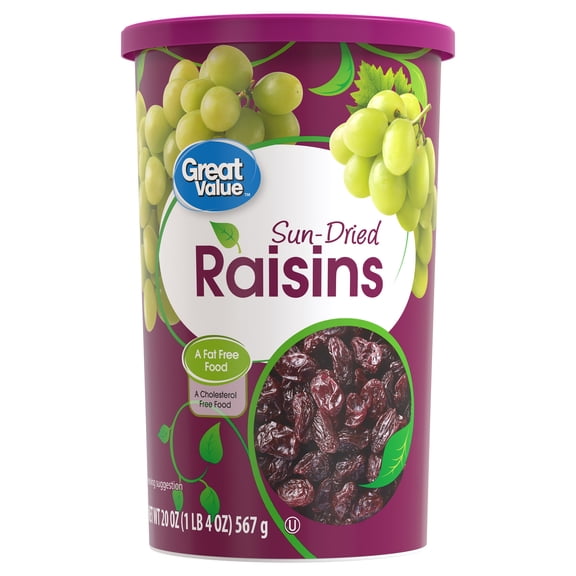 Great Value Sun-Dried Raisins Canister, 20 oz (1lb 4oz) 567g
