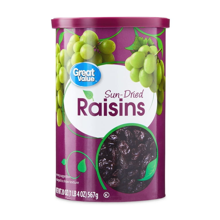 Great Value Sun-Dried Raisins Canister, 20 oz, 567g, Healthy Fruit