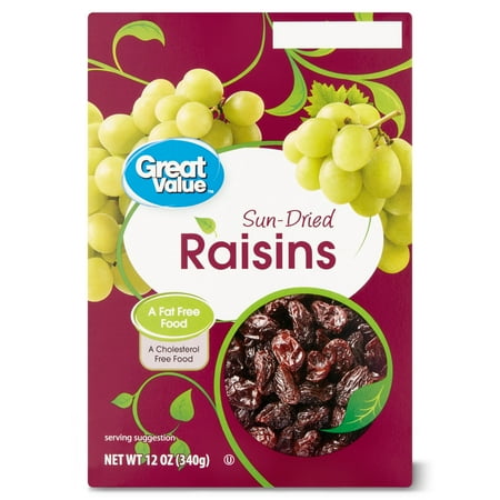 Great Value Sun-Dried Raisins Carton, 12 oz (340g)