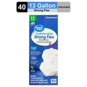 Great Value Sustainable Strong Flex 13-Gallon Drawstring Tall Kitchen Trash Bags, 40 Bags