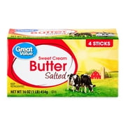 Great Value Sweet Cream Salted Butter, 16 oz Box, 4 Sticks