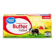 Great Value Sweet Cream Salted Butter, 16 oz, 4 Sticks