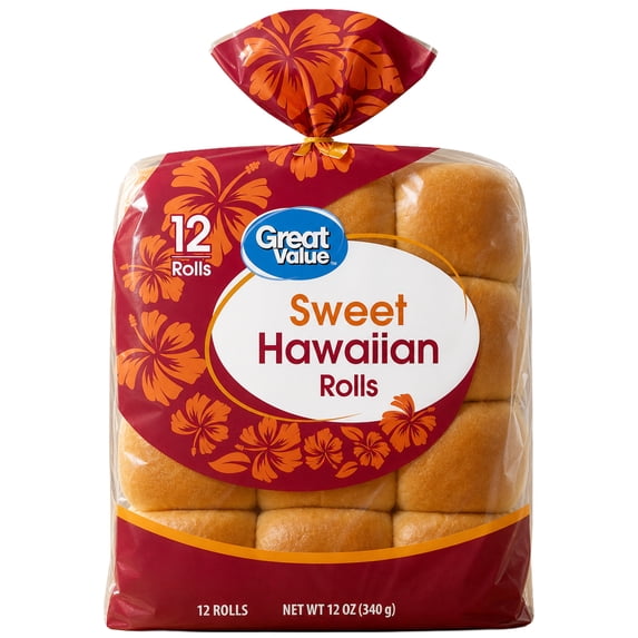 Great Value Sweet Hawaiian Rolls, 12 oz, 12 Count