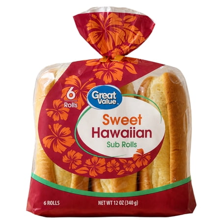 Great Value Sweet Hawaiian Sub Rolls, 12 oz, 6 Count