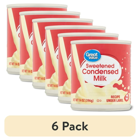 (6 pack) Great Value Sweetened Condensed Milk 14 oz.