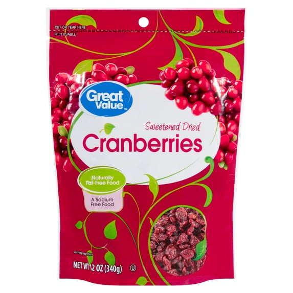 Great Value Sweetened Dried Cranberries, 12 oz